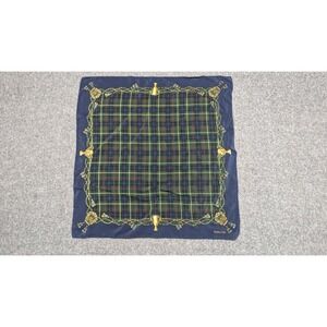 Pendleton Scarf Women's Blue Green Silk Tartan Plaid Trophy Old Money Retro Vtg